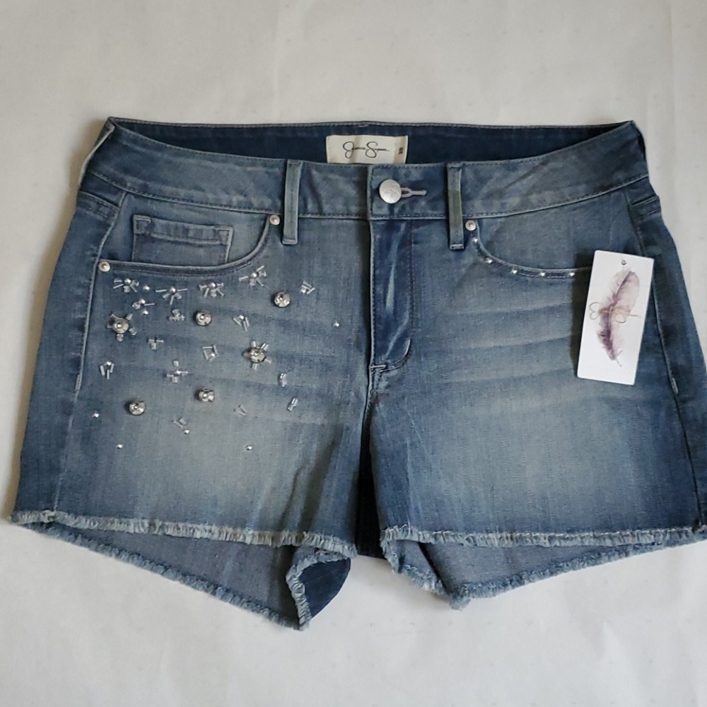 NWTJessica Simpson embellished denim short ..sz 28